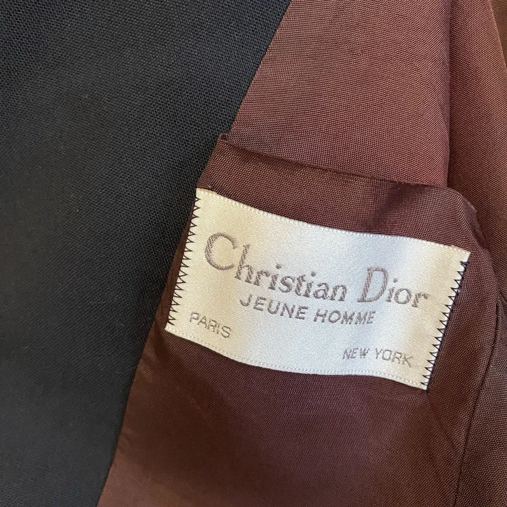 Vintage Christian Dior Jeune Homme Blazer Navy Gold Buttons Wool Boys Size 10